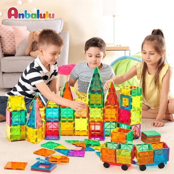 134PCS Anbalulu Magnetic Building Tiles Large Magnet 3D STEM StackingToys - Picture 2 of 12